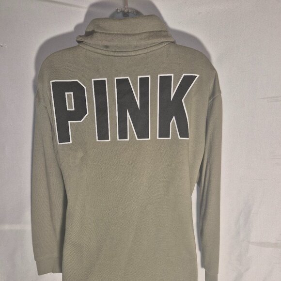 PINK/Victoria's Secret zippered front fleece jacket, green w/stripes in size XS - Picture 3 of 16
